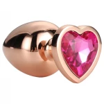 Gleaming Love - alumínium anál plug szív alakú kővel - M (rózsaarany)