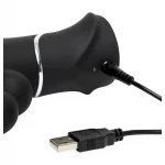 Happyrabbit Triple - akkus csikló- és análkaros vibrátor (fekete)