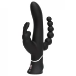Happyrabbit Triple - akkus csikló- és análkaros vibrátor (fekete)