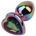 Hi-Basic Rainbow Heart - szivárványszínű fém anál plug szívvel (színes)