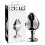 Icicles No. 25 - kúpos, üveg anál plug (átlátszó)