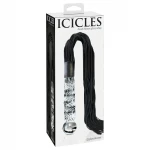 Icicles No. 38 - bőr korbács és üveg dildó (átlátszó-fekete)