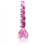 Icicles No. 43 - gyöngyös, szíves üveg dildó (pink)