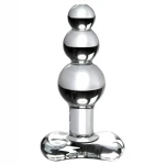 Icicles No. 47 - tripla gyöngyös, üveg anál plug (átlátszó)