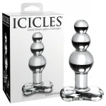 Icicles No. 47 - tripla gyöngyös, üveg anál plug (átlátszó)