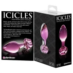 Icicles No. 48 - virágos üveg anál plug (pink)