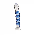 Icicles No. 5 - spirál üveg dildó (átlátszó-kék)