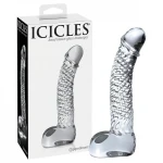 Icicles No. 61 - herés, péniszes üveg dildó (átlátszó)