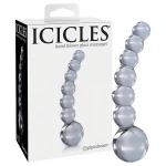 Icicles No. 66 - íves, gömbös, üveg dildó (átlátszó)