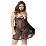 JSY 066 - fekete babydoll szett (XL-2XL)