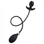 Kangvo - mágneses, felfújható bordázott anál plug (fekete)