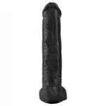 King Cock 15 - tapadókorongos, herés dildó (38 cm, fekete)