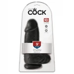 King Cock 9 Chubby - tapadókorongos, herés dildó (23 cm, fekete)