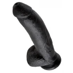 King Cock 9 - nagy tapadókorongos, herés dildó (23 cm, fekete)
