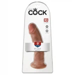 King Cock 9 - tapadókorongos élethű dildó (sötét natúr, 23 cm)