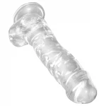 King Cock Clear 8 - átlátszó tapadókorongos, herés élethű dildó (20 cm)