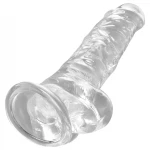 King Cock Clear 8 - átlátszó tapadókorongos, herés élethű dildó (20 cm)