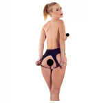 Late X - végig nyitott latex bugyi nőknek, fekete (S-L)