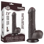 Lovetoy Sliding-Skin - herés kétrétegű dildó - 18,3 cm (barna)