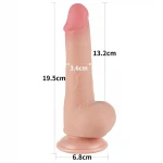 Sliding-Skin - tapadókorongos kétrétegű dildó - 19,5 cm (testszínű)