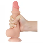 Sliding-Skin - tapadókorongos kétrétegű dildó - 19,5 cm (testszínű)