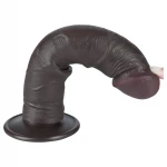 Lovetoy Sliding-Skin - tapadókorongos kétrétegű dildó - 20 cm (barna)