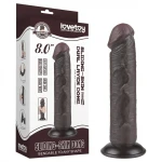 Lovetoy Sliding-Skin - tapadókorongos kétrétegű dildó - 20 cm (barna)