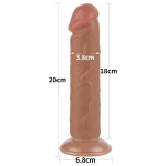 Lovetoy Sliding-Skin - tapadókorongos kétrétegű dildó - 20 cm (testszínű)