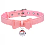 Master Series Golden Kitty - masnis nyakörv csengővel, fetish kiegészítő (pink)