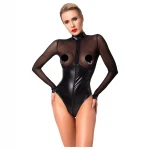 Noir - fényes body átlátszó betéttel (fekete)
