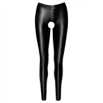 Noir - nyitott, fényes leggings (fekete)