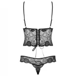 Obsessive Alluria - virágos csipke body (fekete)
