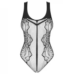 Obsessive B335 - átlátszó, nyitott, fekete body (S-L)