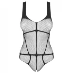 Obsessive B336 - átlátszó, nyitott fekete necc body (S-L)