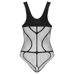 Obsessive B336 - átlátszó, nyitott fekete necc body (S-L)