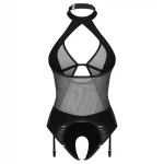 Obsessive Dominna - áttetsző, fényes hatású body (fekete)
