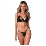 Obsessive Keira Lise - fényes melltartó szett (fekete)