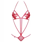 Obsessive Luiza - tulipános, pántos, piros body (S/M)