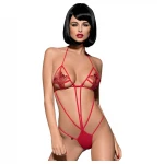 Obsessive Luiza - tulipános, pántos, piros body (S/M)