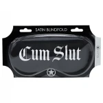 Ouch! Cum Slut - feliratos szatén BDSM szemmaszk (fekete)