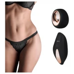 Pantyrebel - fekete akkus, rádiós tanga vibrátor nőknek (S-L)