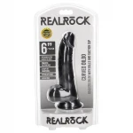 RealRock - tapadókorongos, herés dildó - 15,5 cm (fekete)