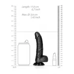 RealRock - tapadókorongos, herés dildó - 15,5 cm (fekete)