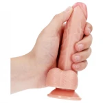 RealRock - tapadókorongos, herés dildó - 15,5 cm (testszínű)