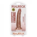RealRock Slim - realisztikus dildó 15,5 cm (sötét testszínű)