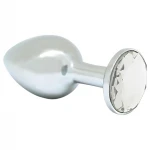Rimba XS - átlátszó köves, fém butt plug, anál plug (ezüst)