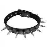 Rouge - valódi bőr, szegecses bondage nyakörv (fekete)