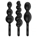 Satisfyer Booty Call - anál plug szett (fekete, 3 részes)
