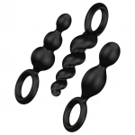 Satisfyer Booty Call - anál plug szett (fekete, 3 részes)