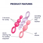 Satisfyer Booty Call - színes anál plug szett (3 részes)